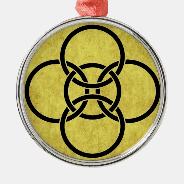 Borromean Cross Rings Metal Tree Decoration (Front)