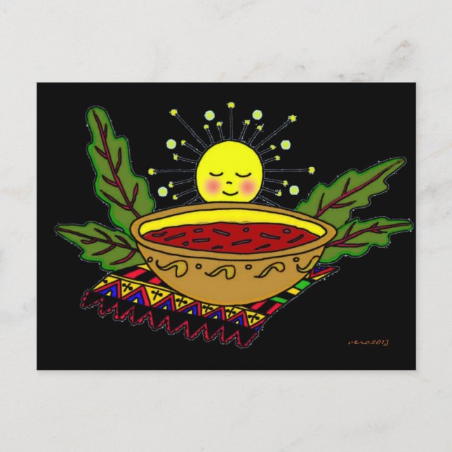 Borsch Power Ukrainian Folk Art Postcard (Front)