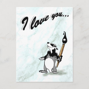Bortel the badger - I love you Postcard