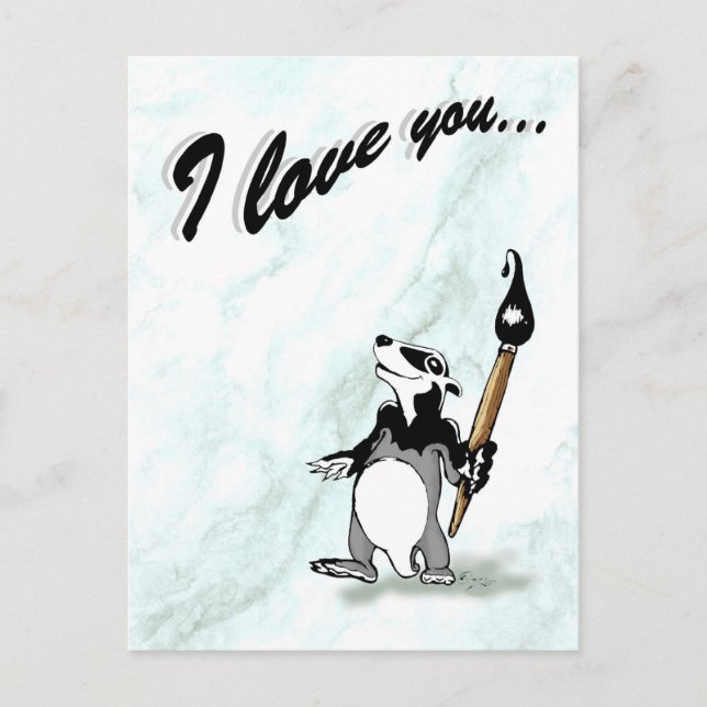 Bortel the badger - I love you Postcard (Front)