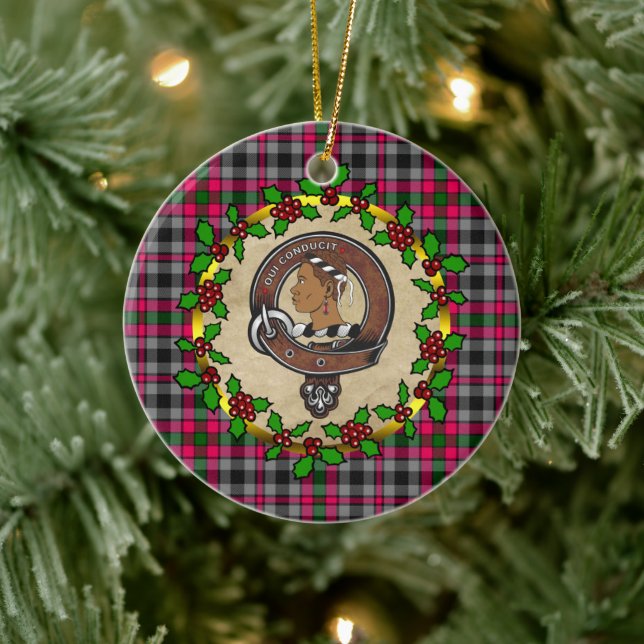 Borthwick Clan Badge & Tartan Personalised Xmas Ceramic Tree Decoration (Tree)