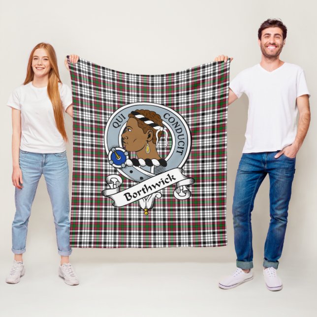 Borthwick Clan Badge Tartan Plaid Fleece Blanket (In Situ)