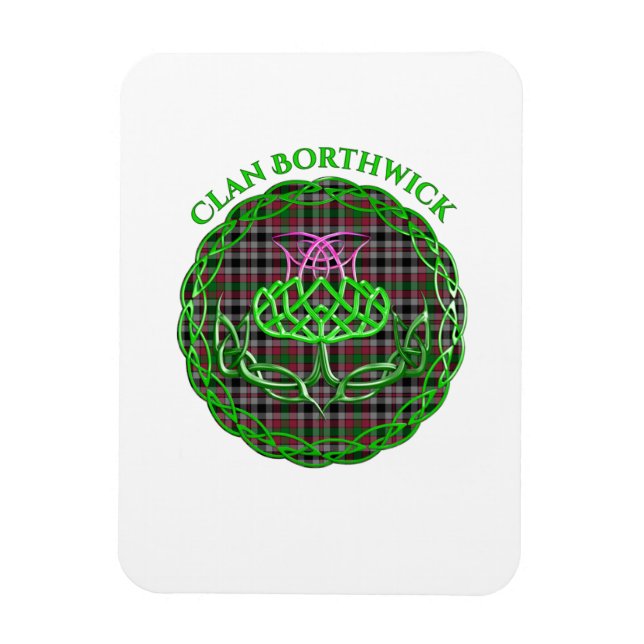Borthwick Scottish Tartan Celtic Thistle Magnet (Vertical)