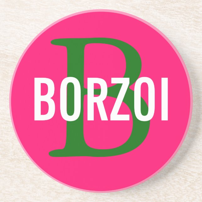 Borzoi Breed Monogram Design Coaster (Front)