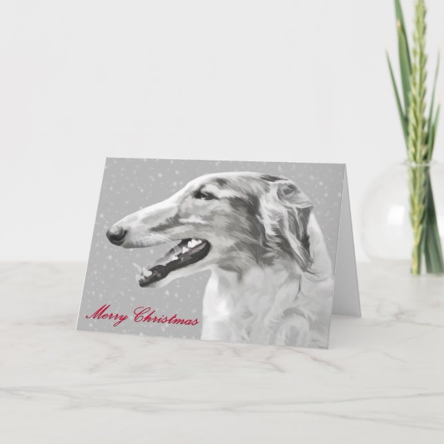 Borzoi Christmas Greeting Cards (Front)