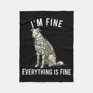 Borzoi Christmas I'm Fine Everything Is Fine Fleece Blanket