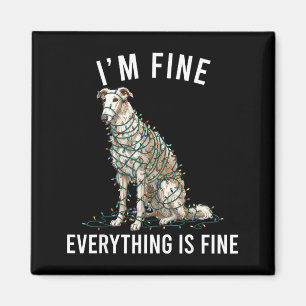 Borzoi Christmas I'm Fine Everything Is Fine Magnet
