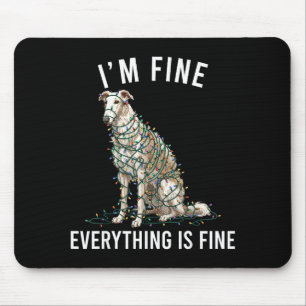 Borzoi Christmas I'm Fine Everything Is Fine Mouse Pad