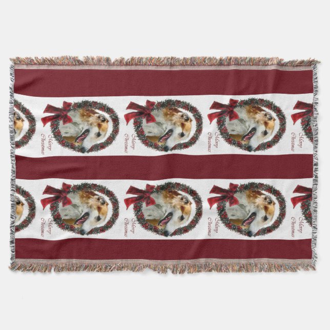 Borzoi Christmas Throw Blanket (Front)