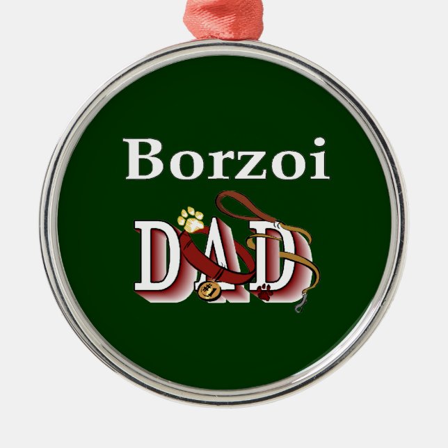Borzoi Dad Metal Tree Decoration (Front)