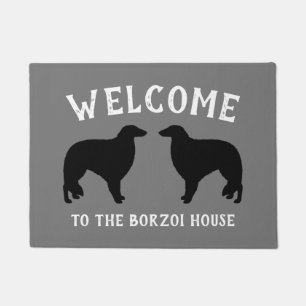 Borzoi Dog Breed Silhouettes Custom Doormat