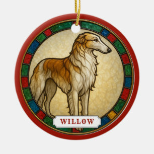 Borzoi Dog Ceramic Circle Ornament