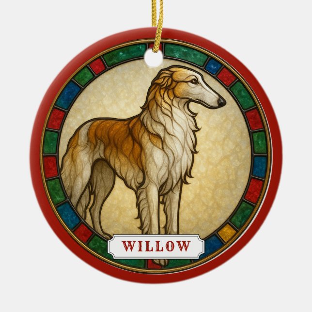 Borzoi Dog Ceramic Circle Ornament (Front)