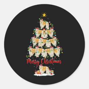 Borzoi Dog Christmas Tree Lights Borzoi Xmas T Shi Classic Round Sticker