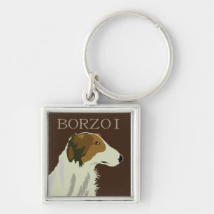 BORZOI dog Key Ring