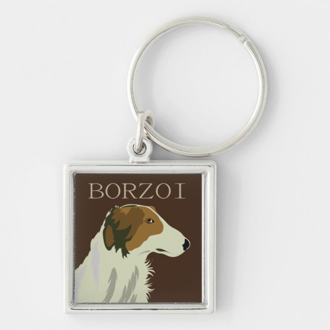 BORZOI dog Key Ring (Front)
