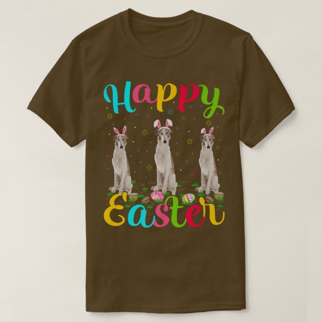 Borzoi Dog Lover Funny Easter Egg Bunny Borzoi Hap T-Shirt (Design Front)