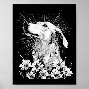 Borzoi Dog Lover Retro Style Tattoo _1  Poster