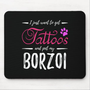 Borzoi Dog Lover Tattoo Funny Dog Mum Gift Idea  Mouse Pad