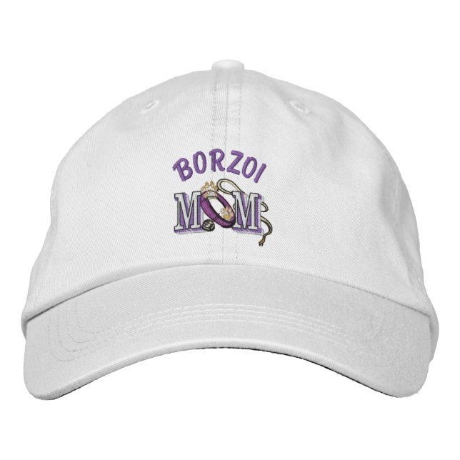 Borzoi Dog MOM Embroidered Hat (Front)