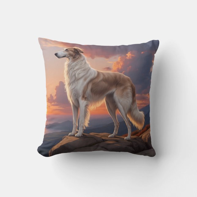 Borzoi Elegant Breed Throw Pillow (Front)