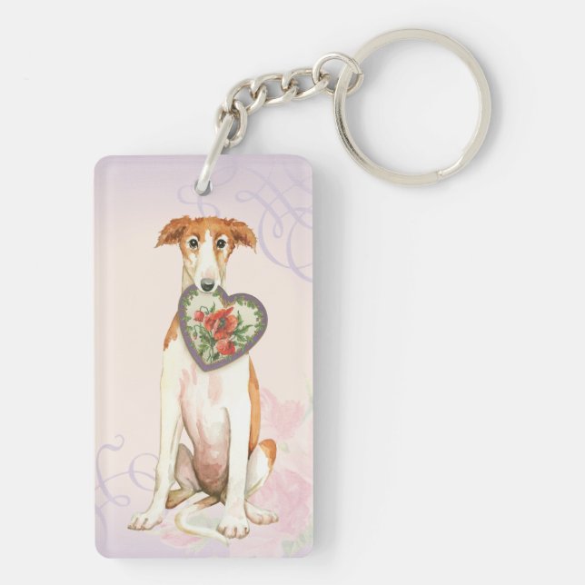 Borzoi Heart Mum Key Ring (Back)