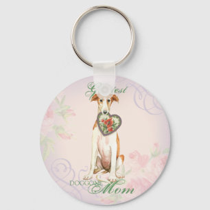 Borzoi Heart Mum Key Ring