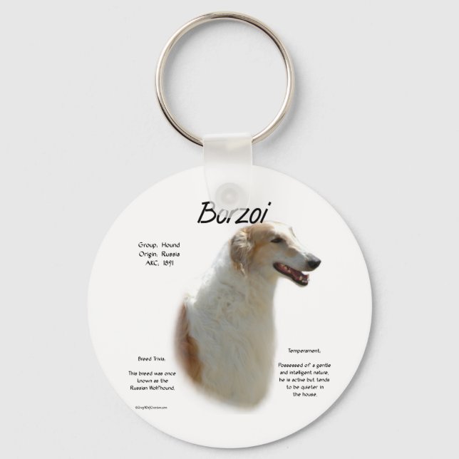 Borzoi History Design Key Ring (Front)