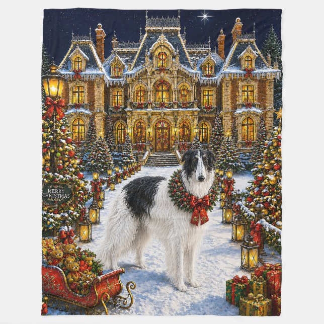 Borzoi Holiday  Fleece Blanket (Front)