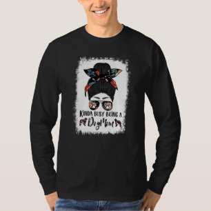 Borzoi Kinda Busy Being A Dog Mom Messy Bun T-Shirt