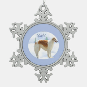 Borzoi Noel Snowflake Pewter Christmas Ornament