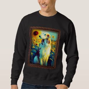 Borzoi Painting Sunflower Flower Mom Women Floral Sweatshirt