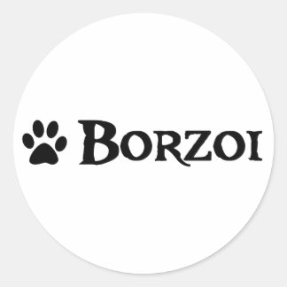 Borzoi (pirate style w/ pawprint) classic round sticker