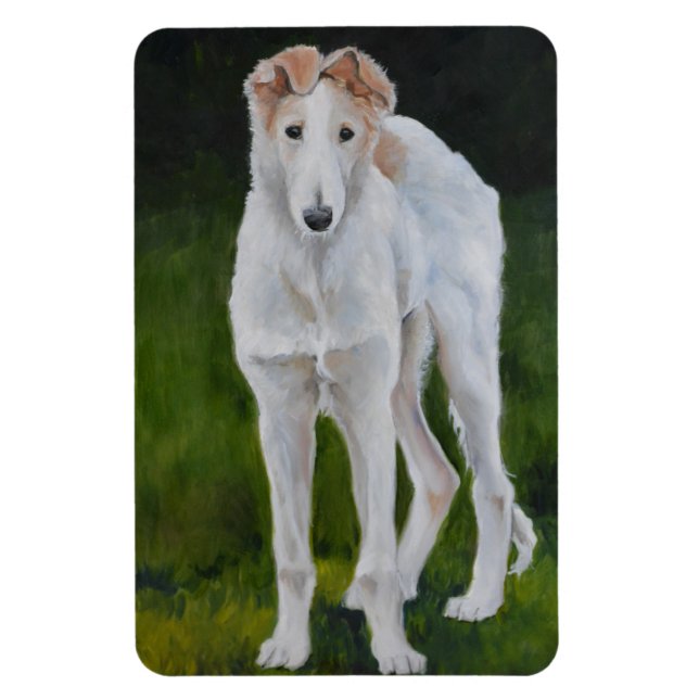 Borzoi Puppy Dog Art  Magnet (Vertical)