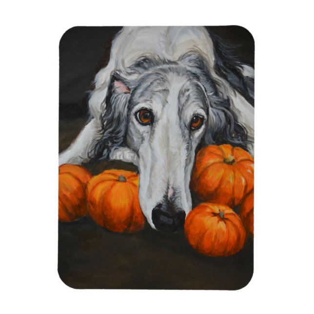 Borzoi Russian Wolfhound Dog Art Flexible Magnet  (Vertical)