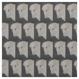 Borzoi Russian Wolfhound Dog Art Portrait Fabric