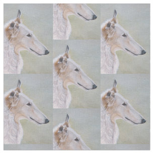 Borzoi Russian Wolfhound Profile Dog Art Fabric