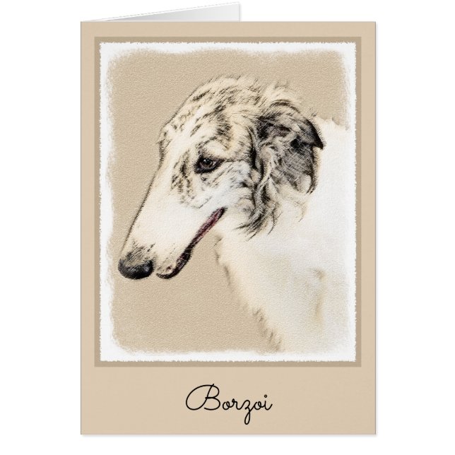 Borzoi (Silver Brindle) Painting Original Dog Art (Front)