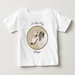 Borzoi (Silver Brindle) Painting Original Dog Art Baby T-Shirt
