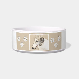 Borzoi (Silver Brindle) Painting Original Dog Art Bowl