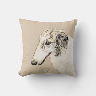 Borzoi (Silver Brindle) Painting Original Dog Art Cushion