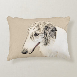 Borzoi (Silver Brindle) Painting Original Dog Art Decorative Cushion