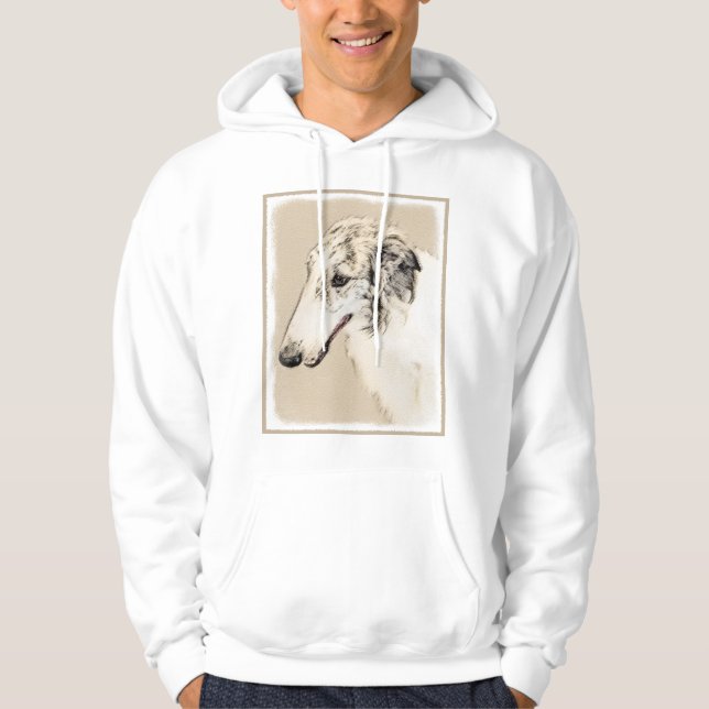 Borzoi (Silver Brindle) Painting Original Dog Art Hoodie (Front)