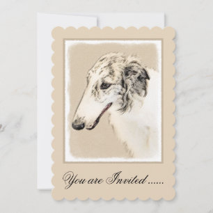 Borzoi (Silver Brindle) Painting Original Dog Art Invitation