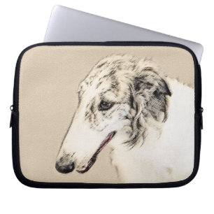 Borzoi (Silver Brindle) Painting Original Dog Art Laptop Sleeve