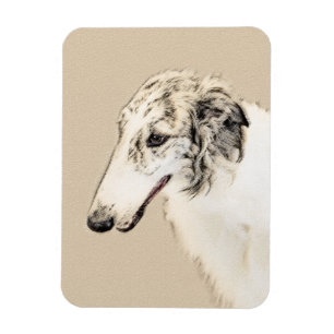 Borzoi (Silver Brindle) Painting Original Dog Art Magnet