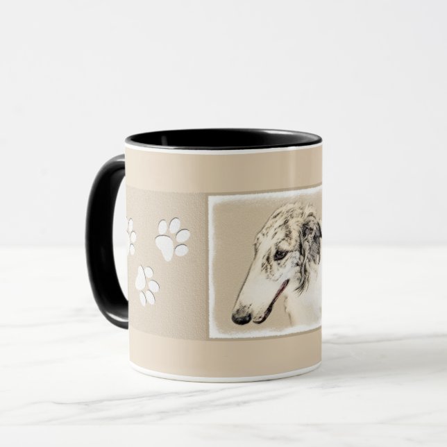 Borzoi (Silver Brindle) Painting Original Dog Art Mug (Front Left)