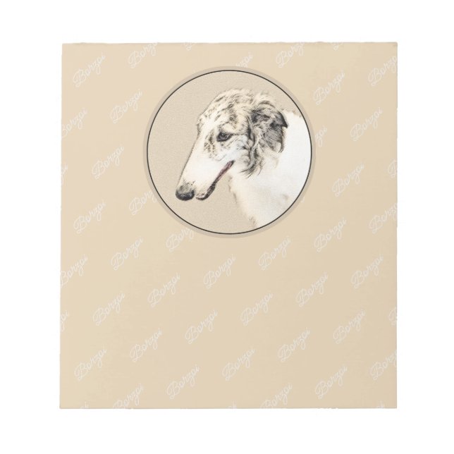Borzoi (Silver Brindle) Painting Original Dog Art Notepad (Front)