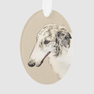 Borzoi (Silver Brindle) Painting Original Dog Art Ornament