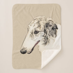 Borzoi (Silver Brindle) Painting Original Dog Art Sherpa Blanket